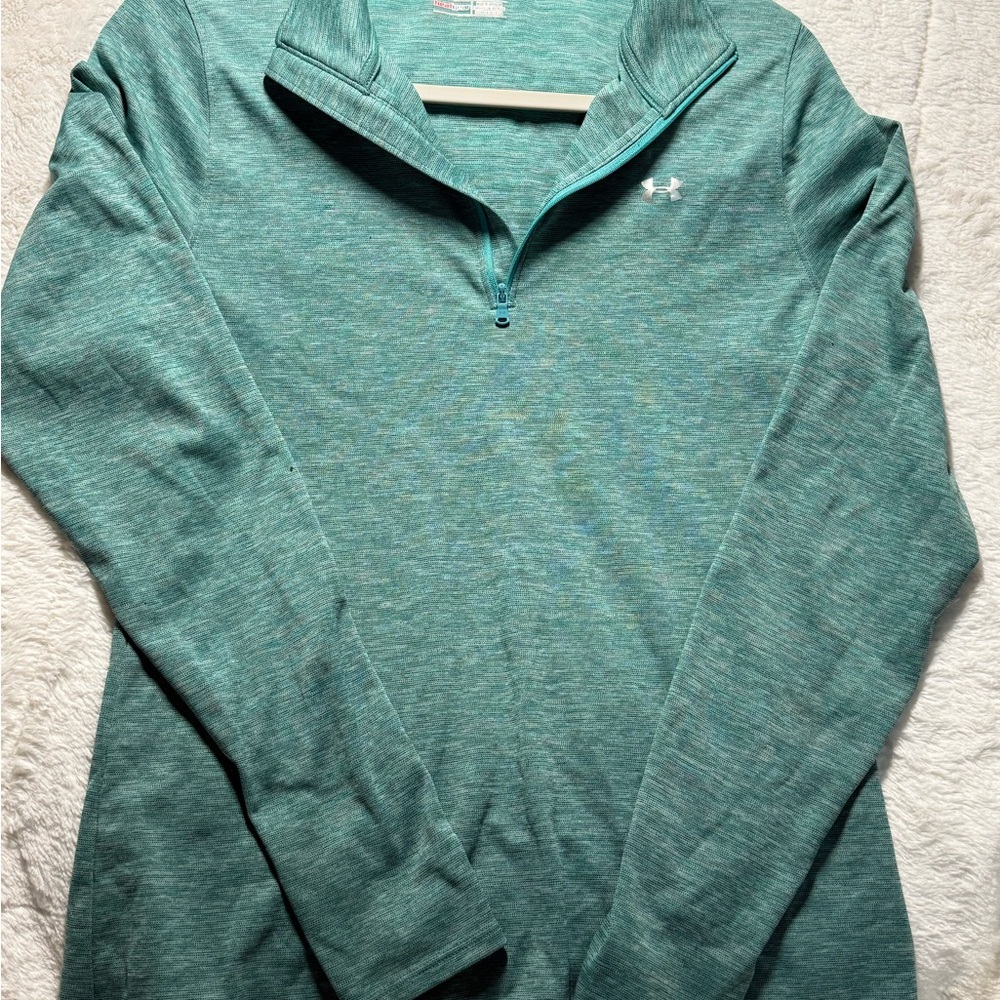 Under Armour Women's Teal Loose Heatgear 1/4 zip Sz Large